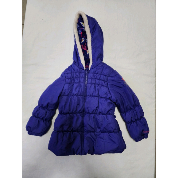 London Fog Floral Purple Puff Jacket for Little Girl Size M 5 - 6 - Picture 3 of 13
